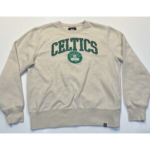 Boston Celtics 47 Brand Crewneck Sweatshirt Mens L Cream Embroidered Logo NBA